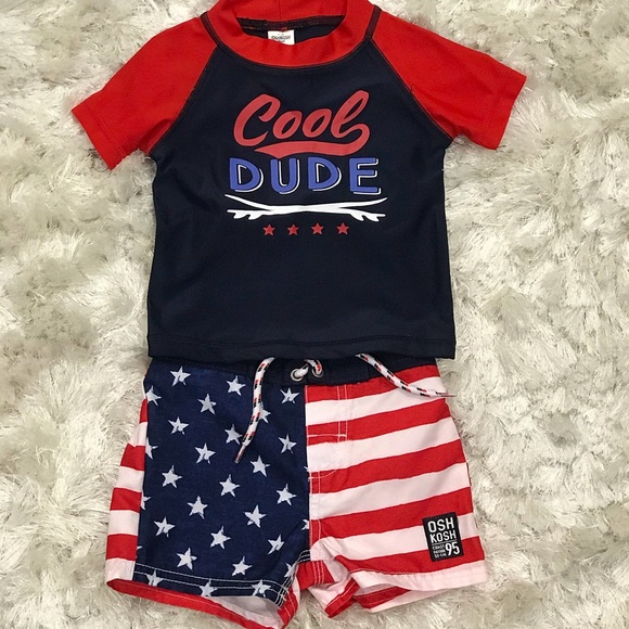 OshKosh B'gosh Swim Oshkosh Baby Boy Swim Trunks W Rash Guard 2m